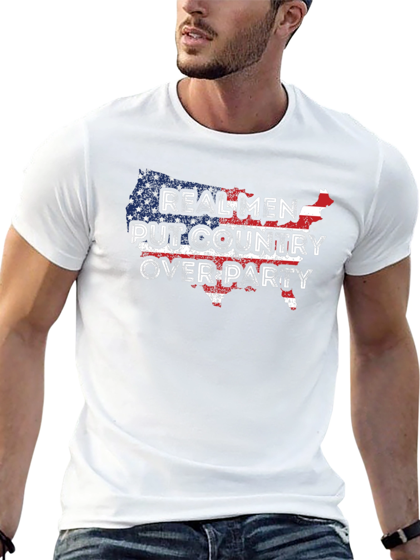Camiseta patriótica: ¡Hombres reales aman su país!