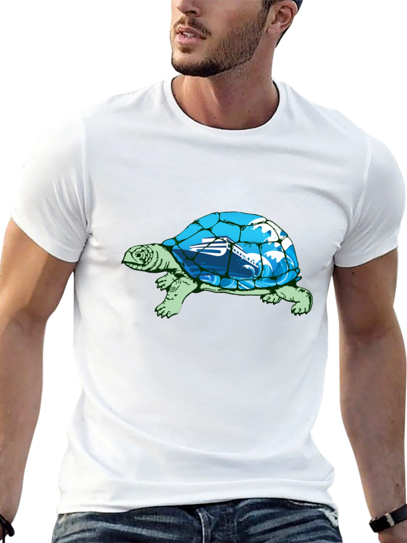 Camiseta Negra con Diseño de Tortuga Marina