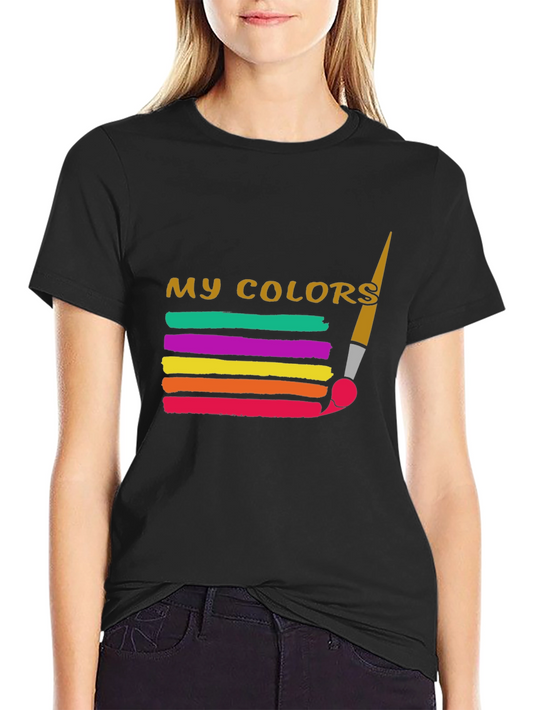 Camiseta Negra con Diseño My Colors