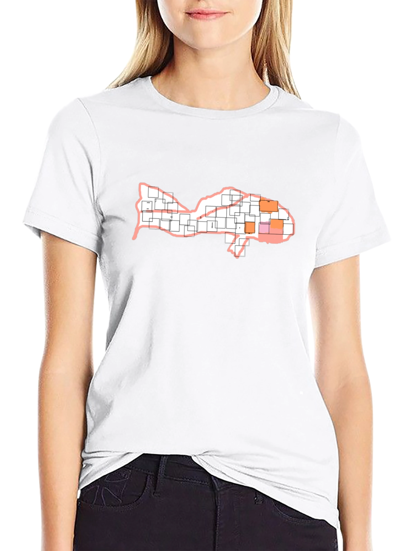 Camiseta Negra Diseño Pez Abstracto