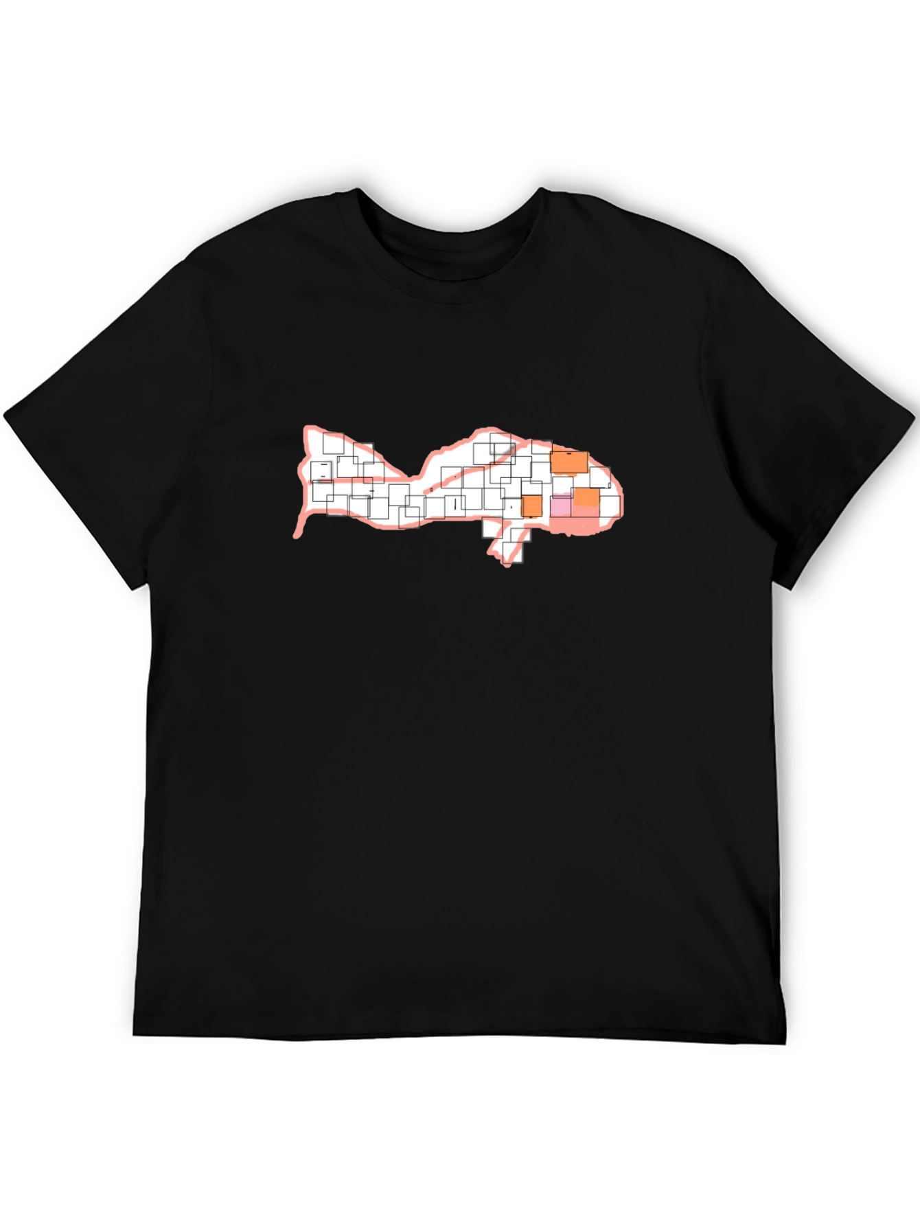 Camiseta Negra Diseño Pez Abstracto