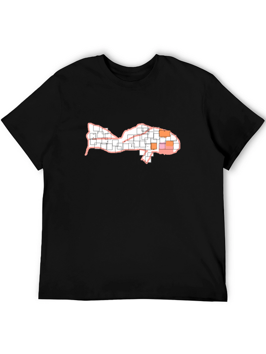 Camiseta Negra Diseño Pez Abstracto