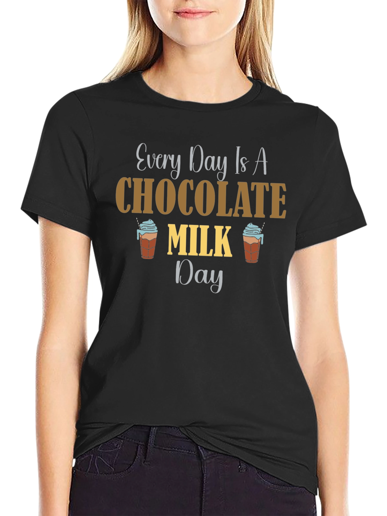 Camiseta Negra Every Day Is a Chocolate Milk Day