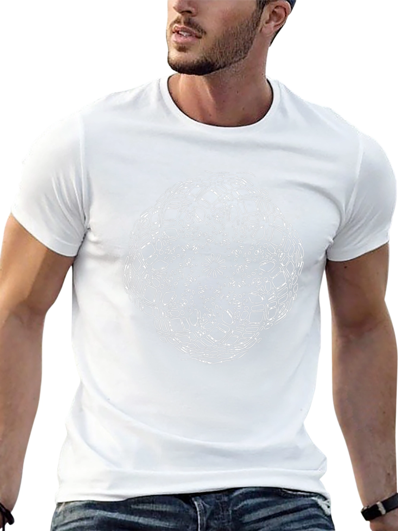 Camiseta Negra con Diseño Abstracto Mandala