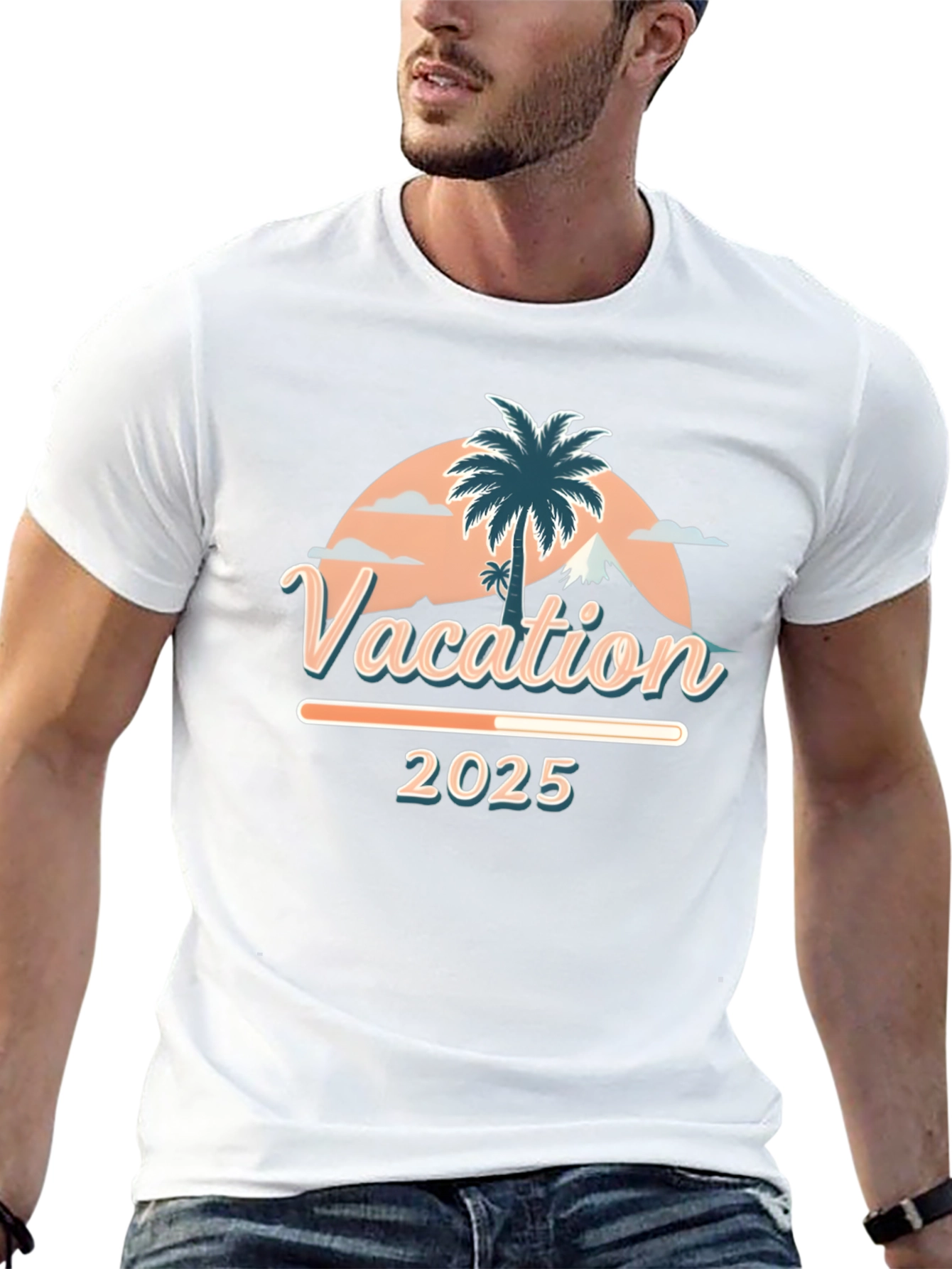 Camiseta Vacaciones 2025 Diseño Tropical