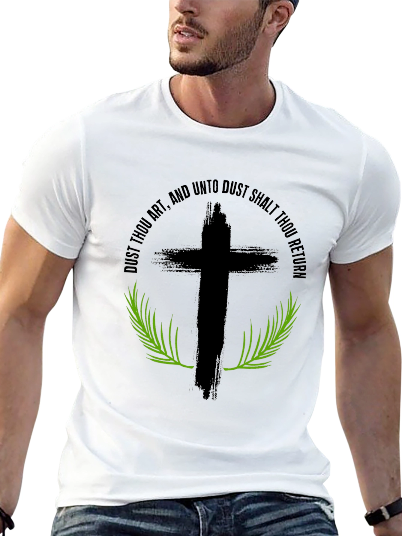 Camiseta Negra: Cruz y Versículo Bíblico