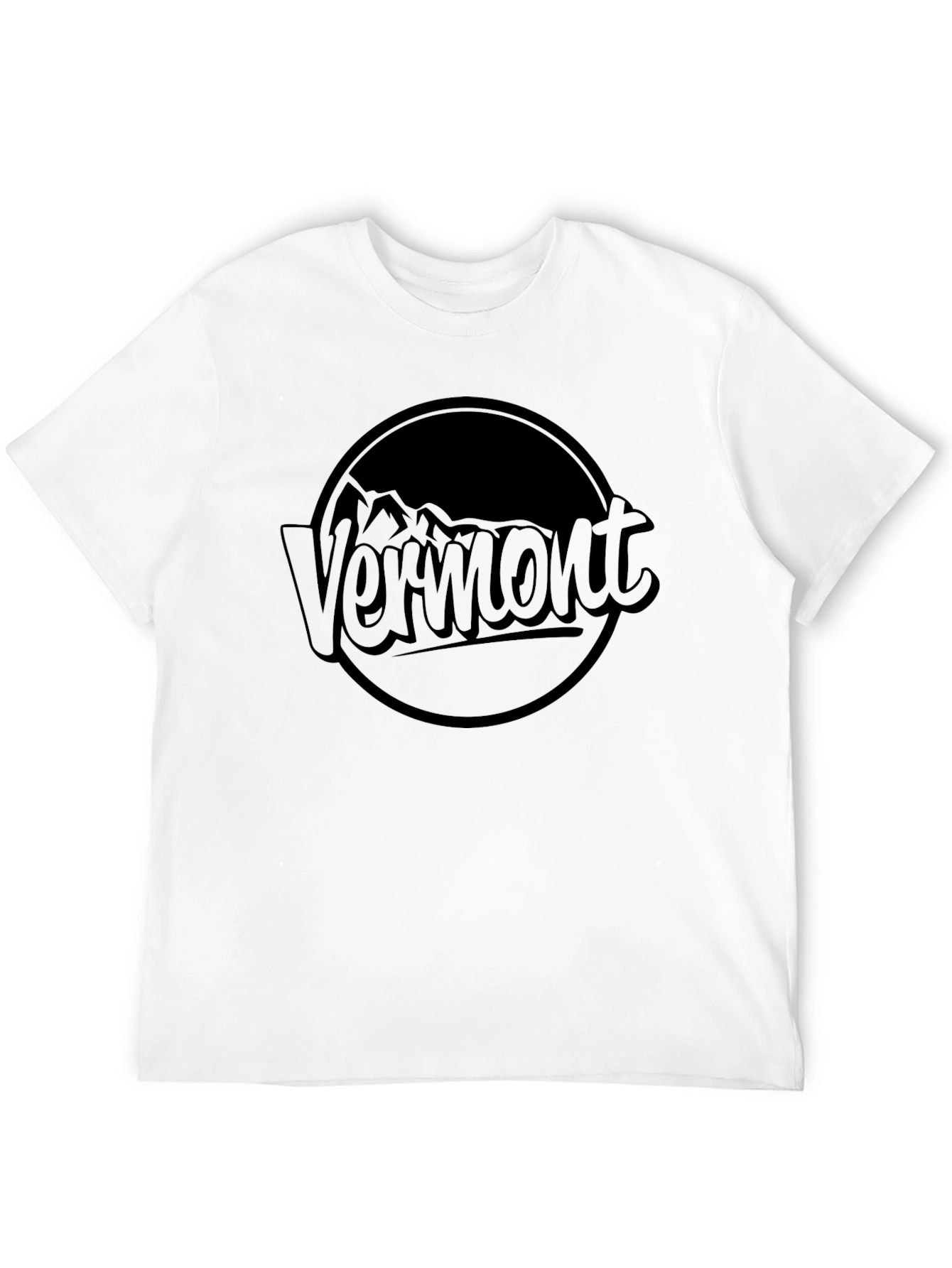 Camiseta Negra Vermont Montañas Diseño Casual
