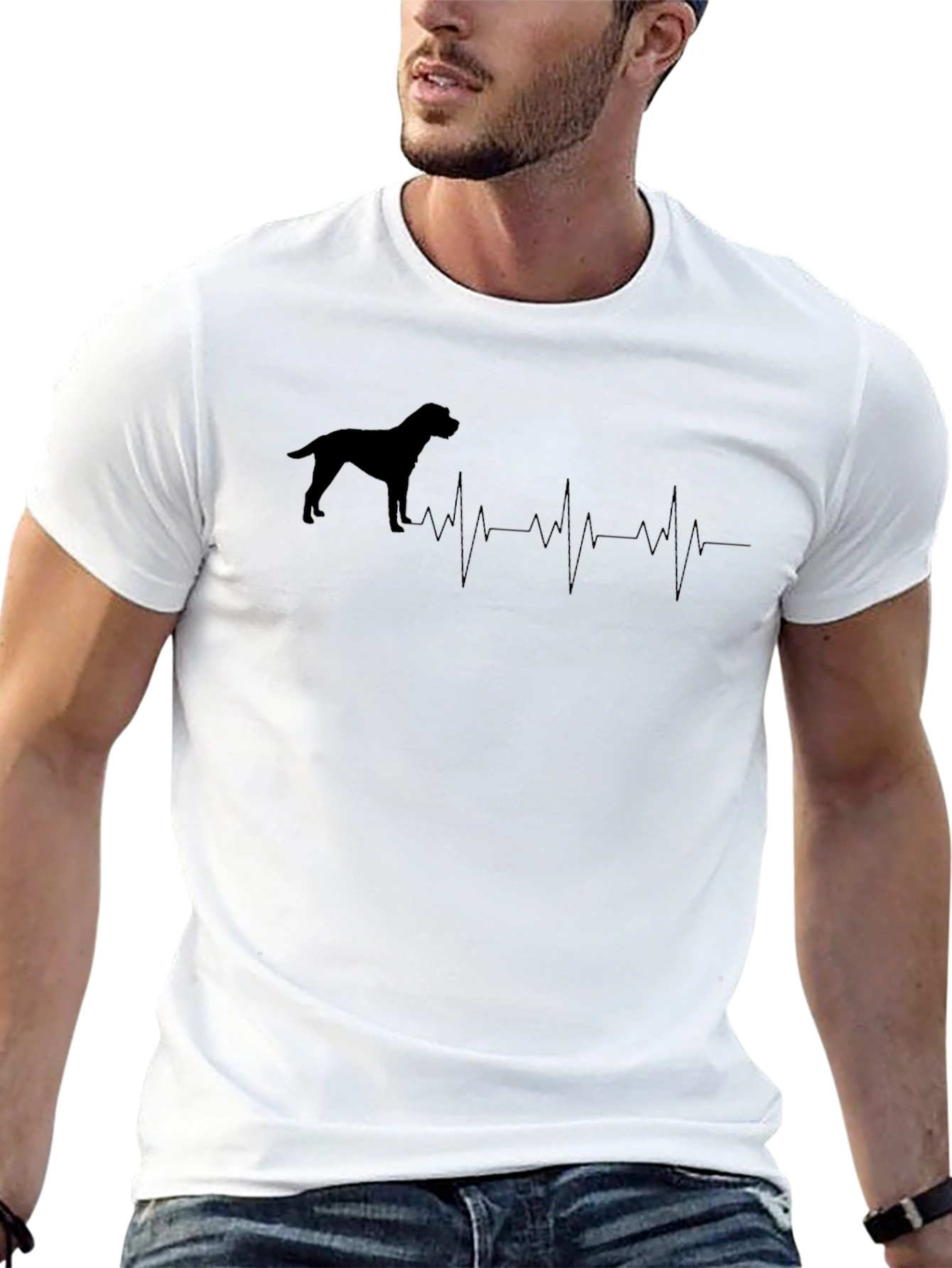 Camiseta Negra con Diseño de Latido Canino