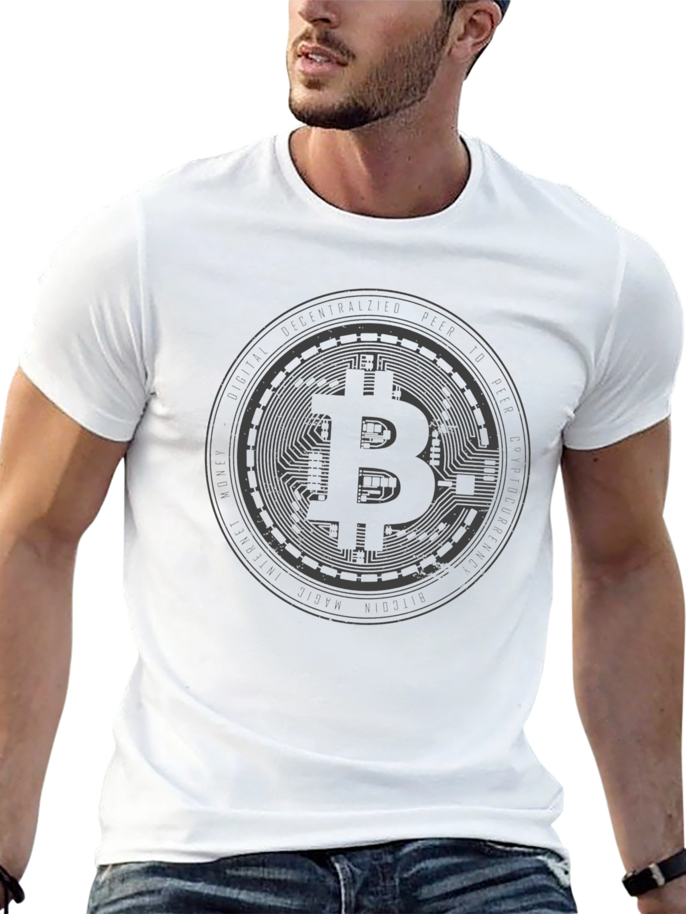 Camiseta Negra Bitcoin Crypto para Hombre