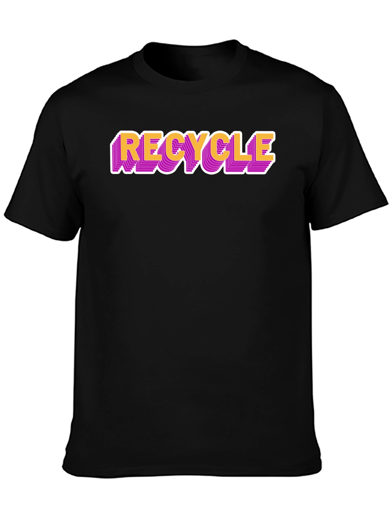 Camiseta Negra Recycle Estilo Retro