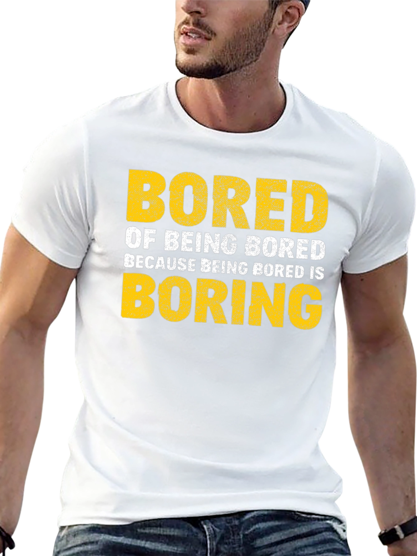 Camiseta Negra con Texto Bored Boring