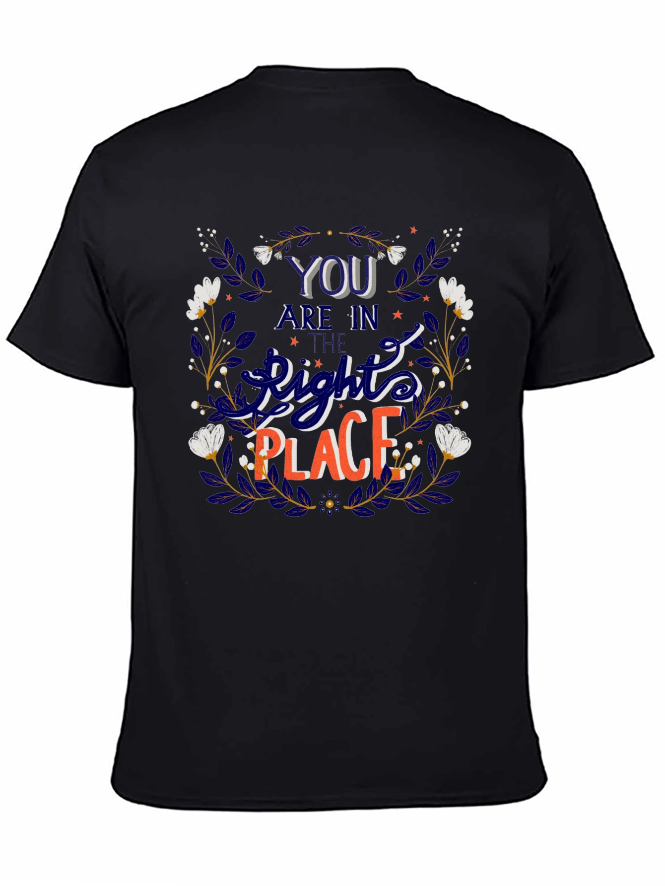 Camiseta Negra con Diseño Floral y Frase Motivacional