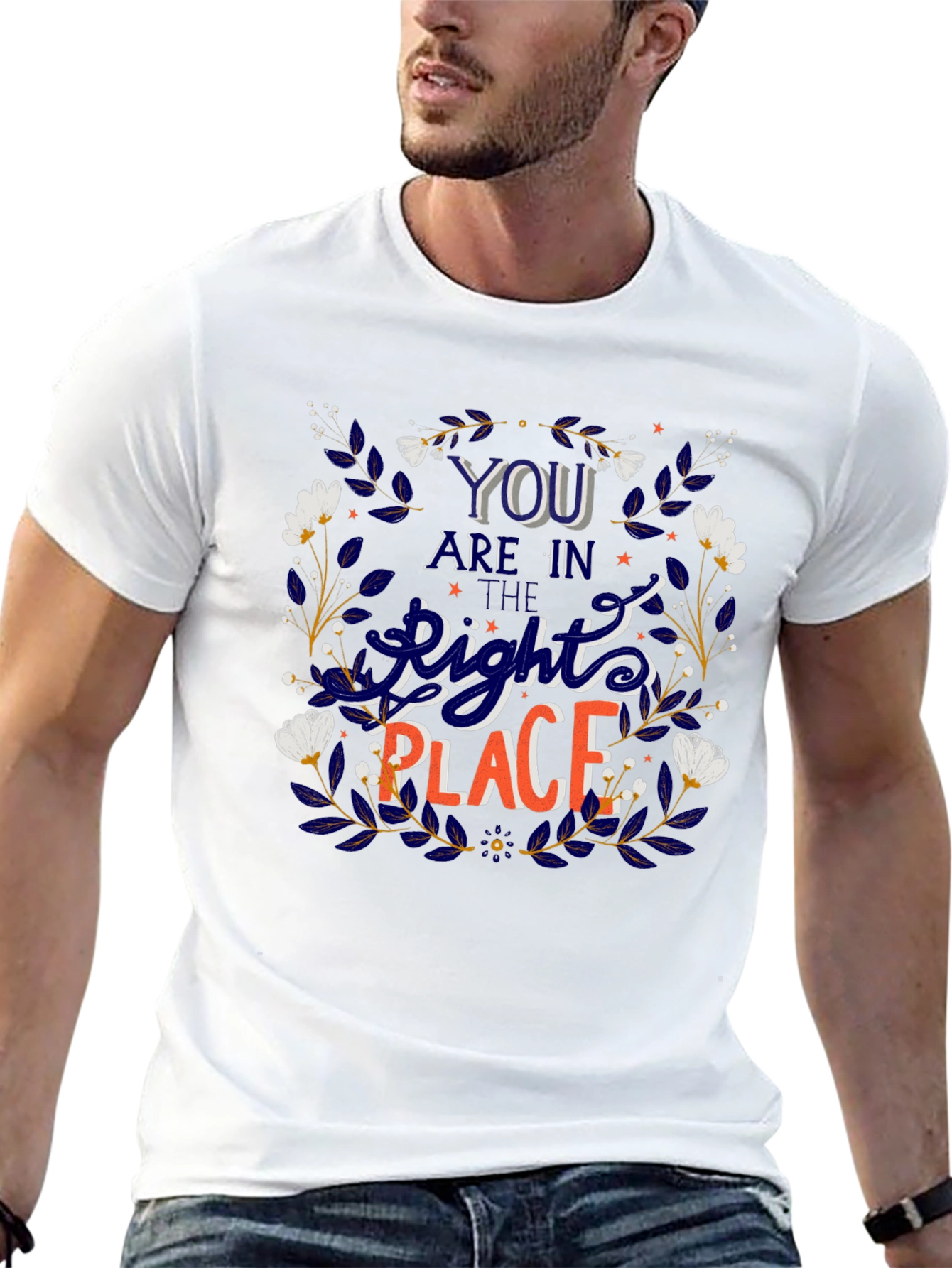 Camiseta Negra con Diseño Floral y Frase Motivacional