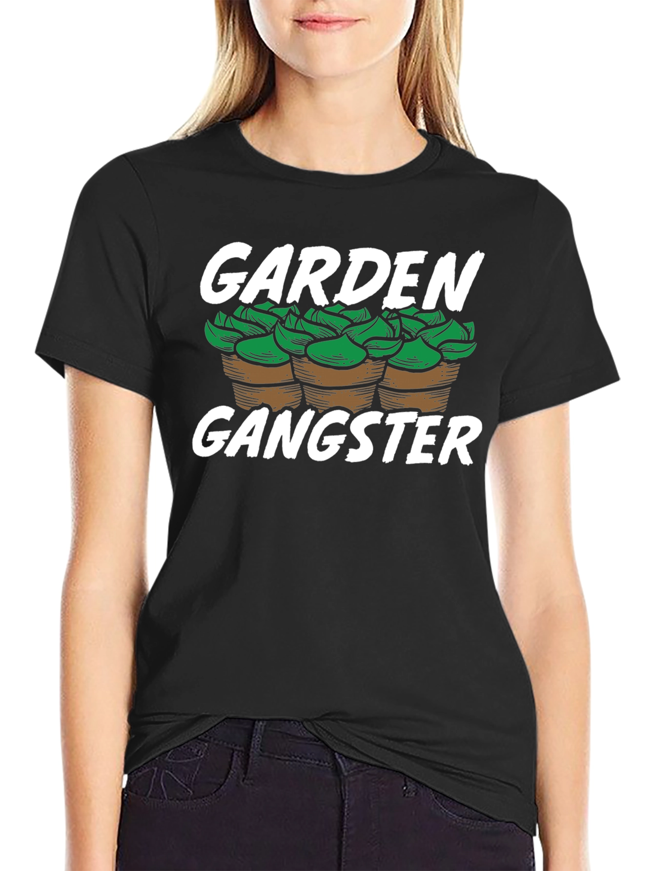 Camiseta Negra Garden Gangster para Amantes de la Jardinería