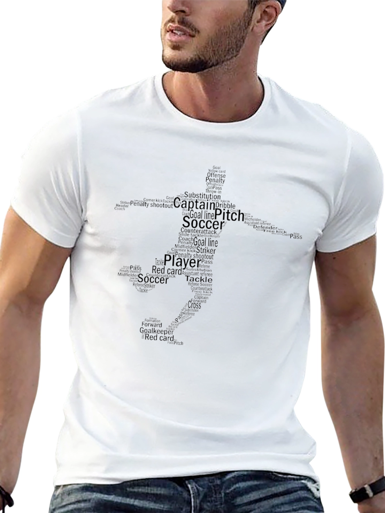 Camiseta Negra de Fútbol con Diseño de Palabras