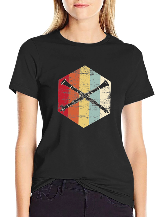 Camiseta Hombre Diseño Vintage Clarinete Música