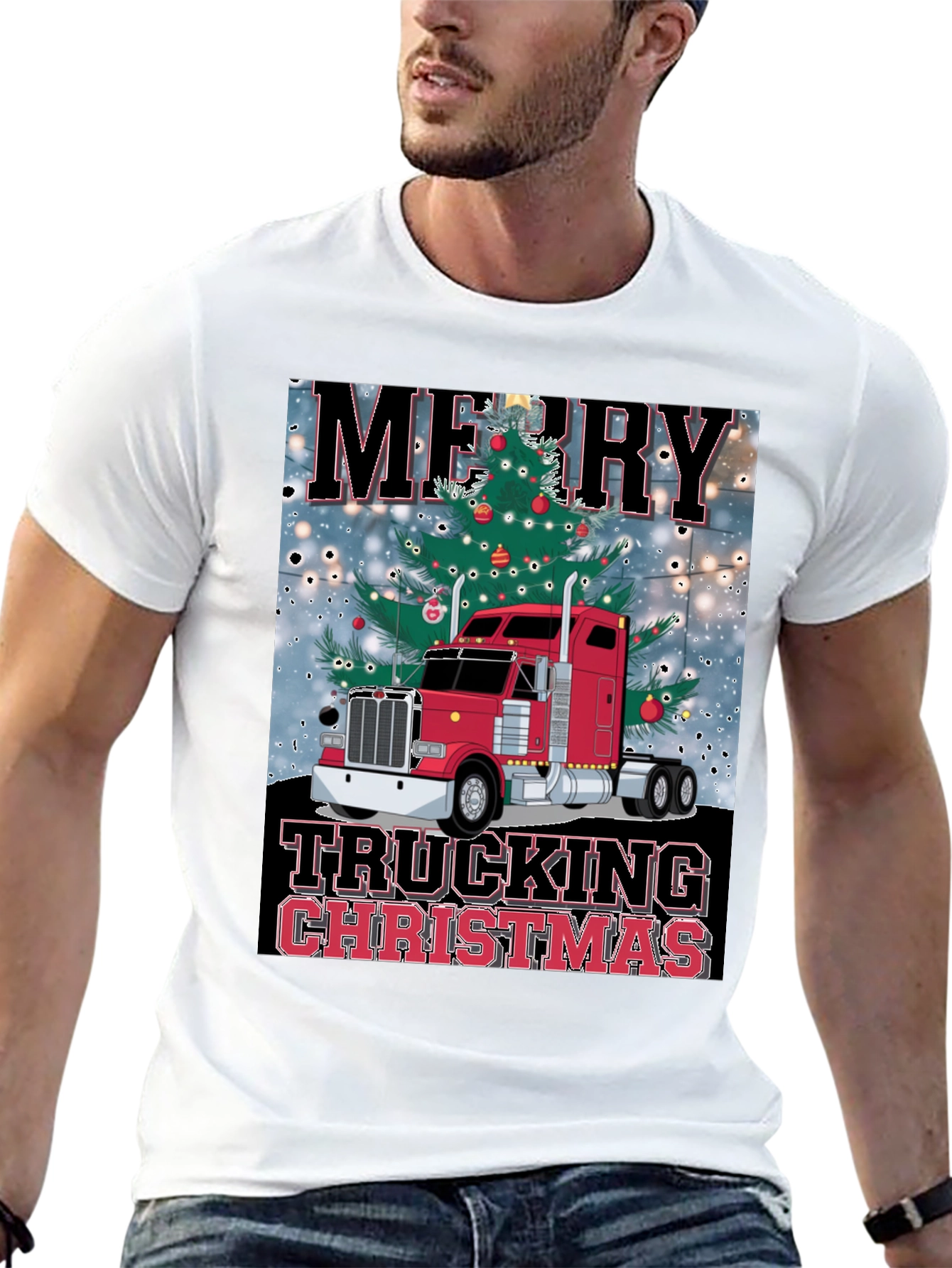 Camiseta Navideña de Camionero - Merry Trucking Christmas