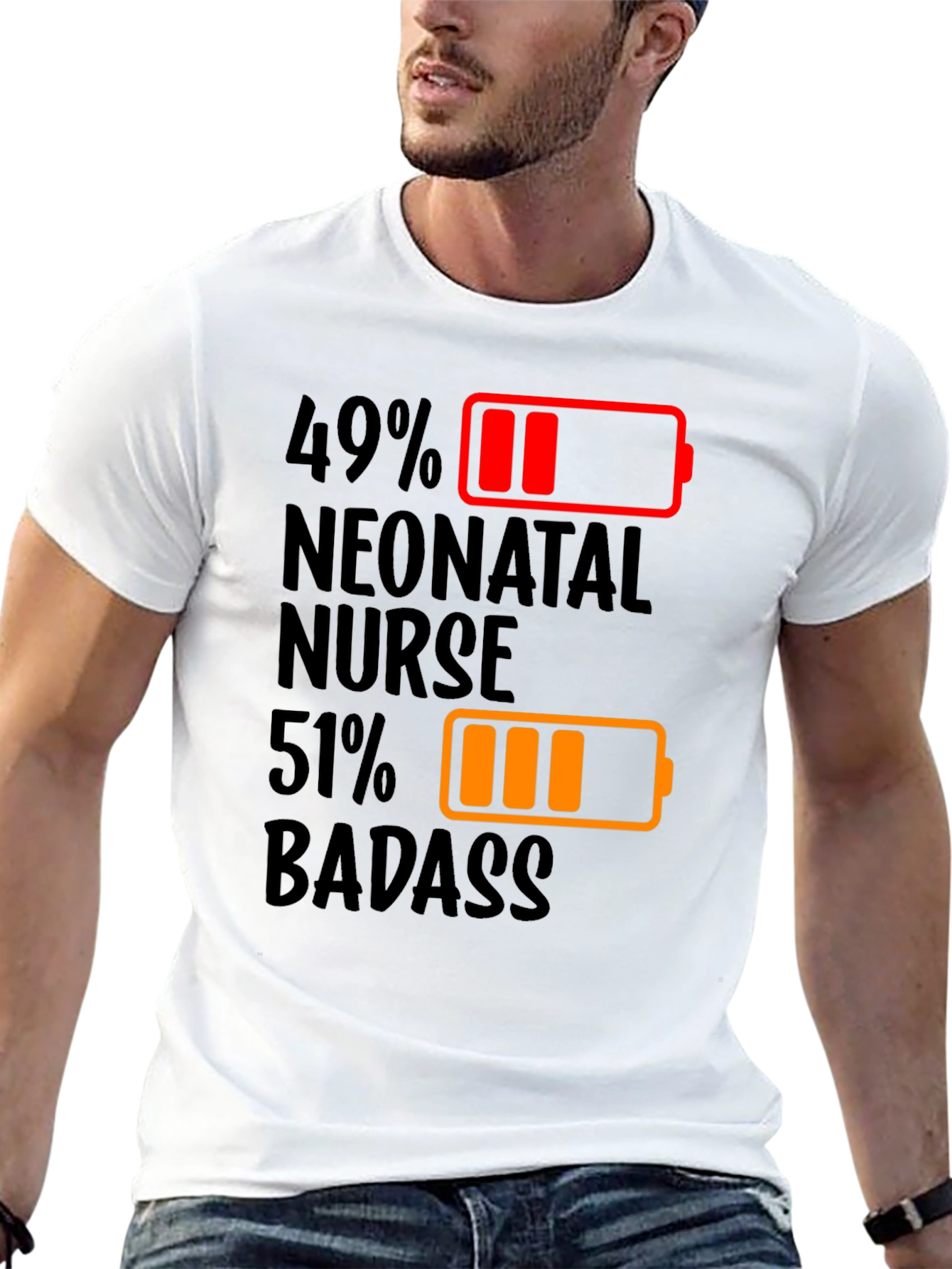 Camiseta Enfermera Neonatal 49% 51% Badass
