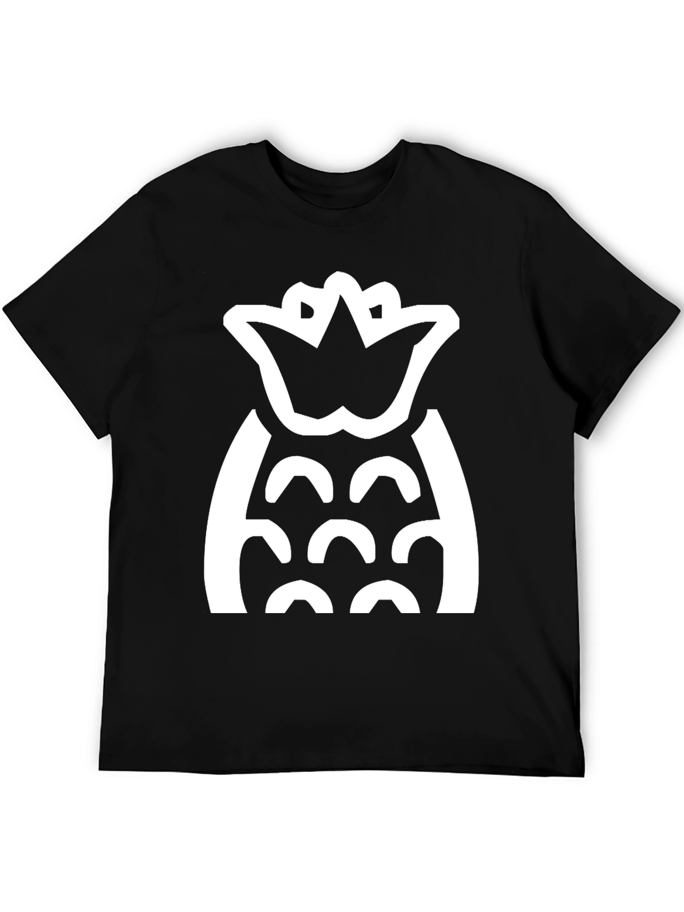 Camiseta Negra con Diseño de Piña Blanca