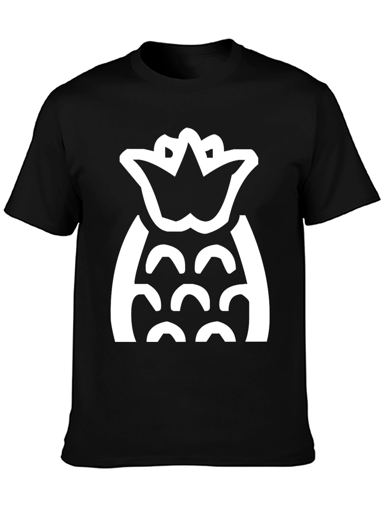 Camiseta Negra con Diseño de Piña Blanca