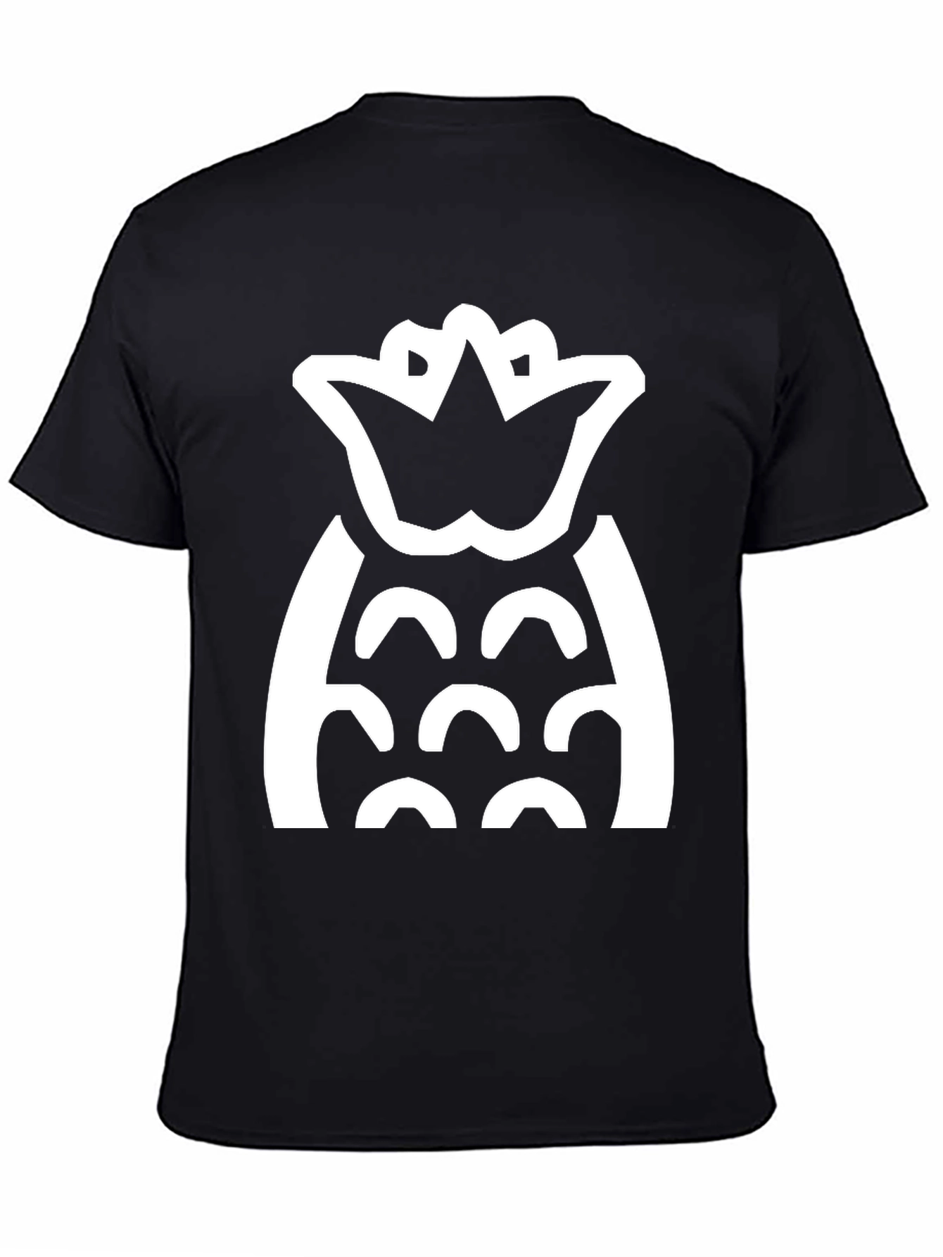 Camiseta Negra con Diseño de Piña Blanca