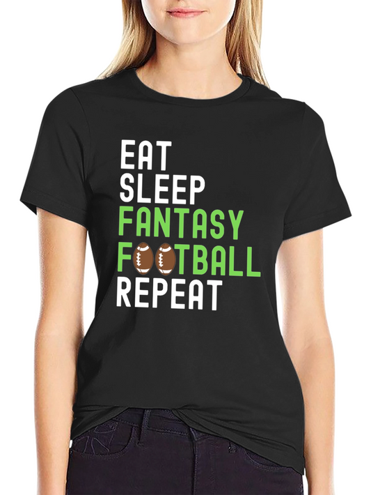 Camiseta Negra: Come Duerme Fantasy Football Repite