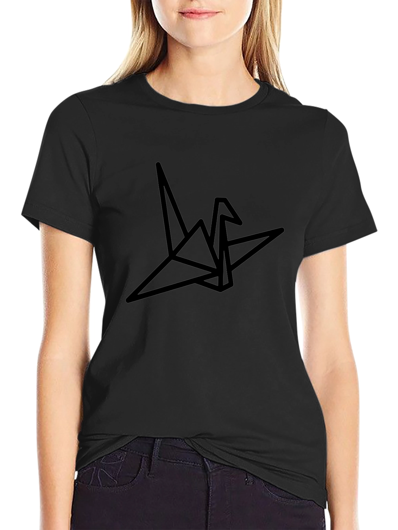 Camiseta Negra con Diseño Origami