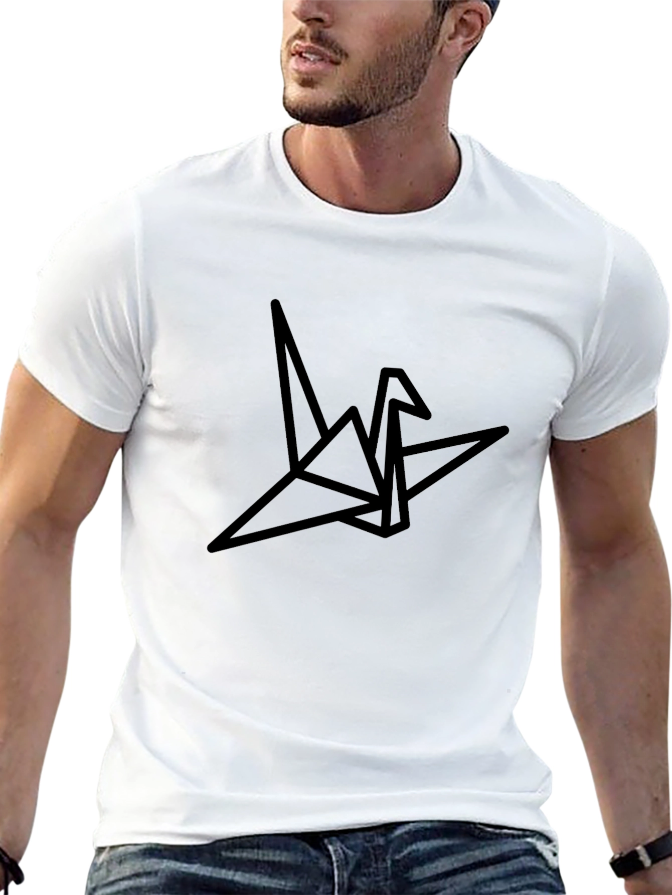 Camiseta Negra con Diseño Origami