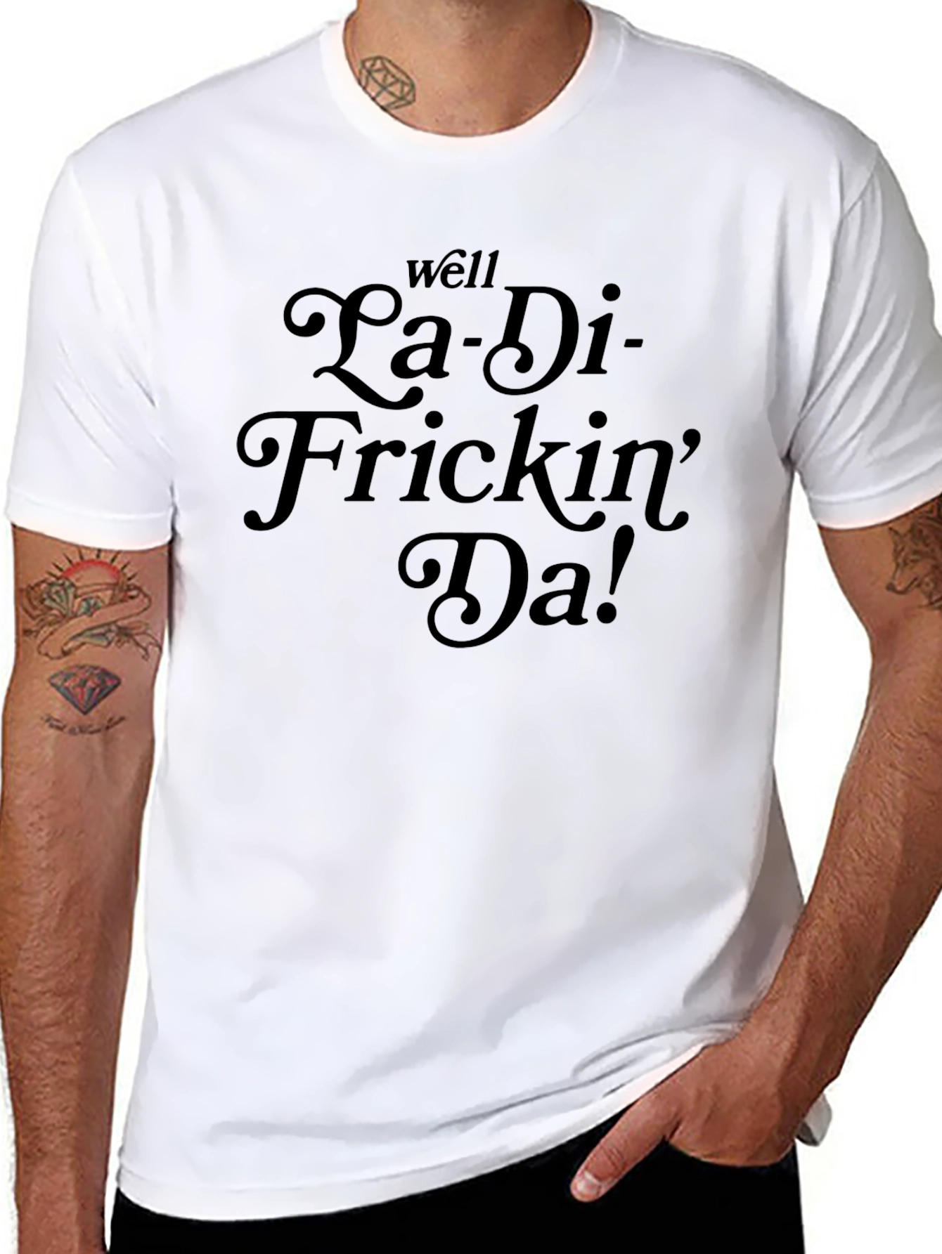 Camiseta Negra con Estampado La-Di-Frickin-Da!