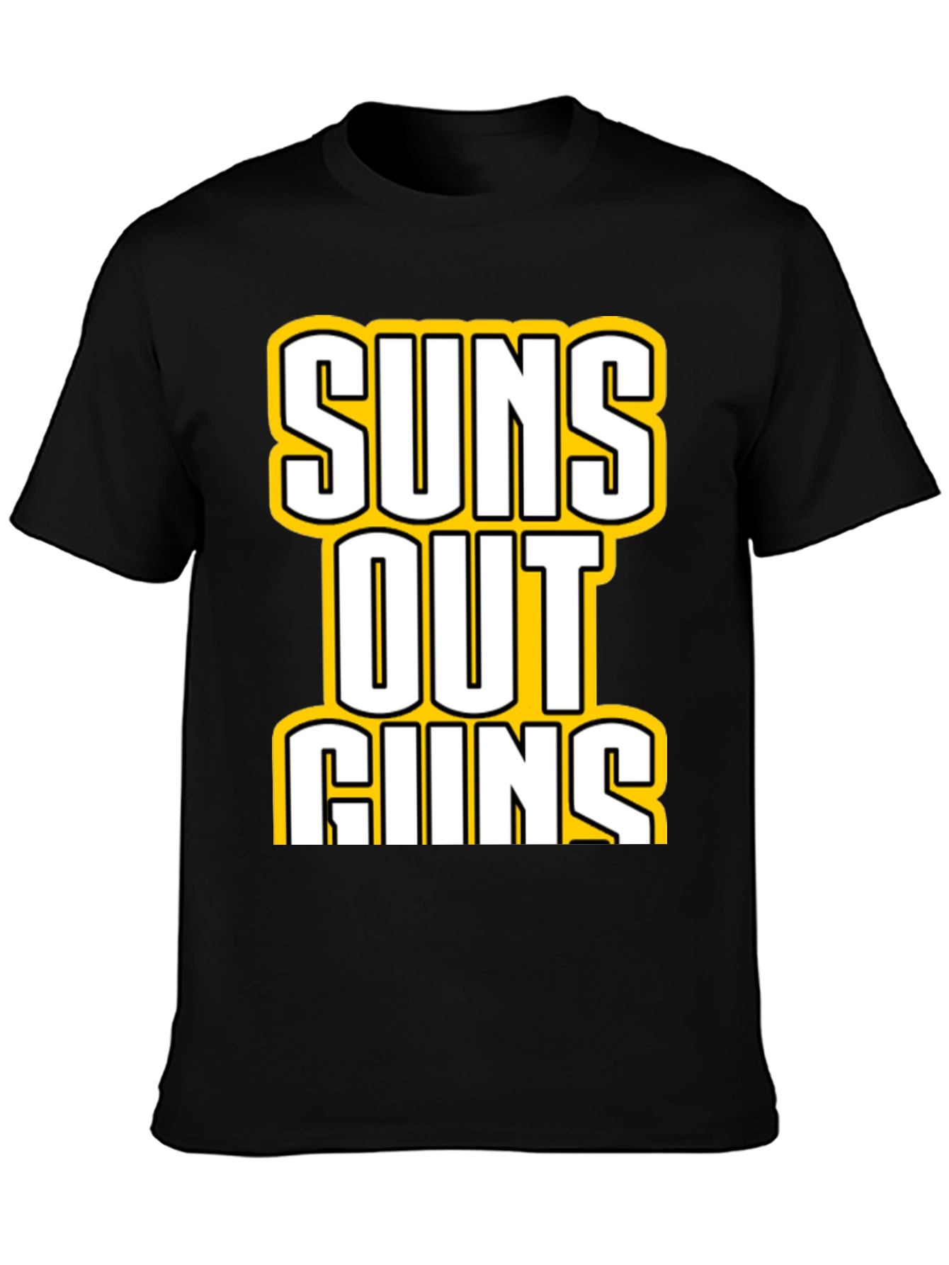 Camiseta Negra con Estampado Suns Out Guns