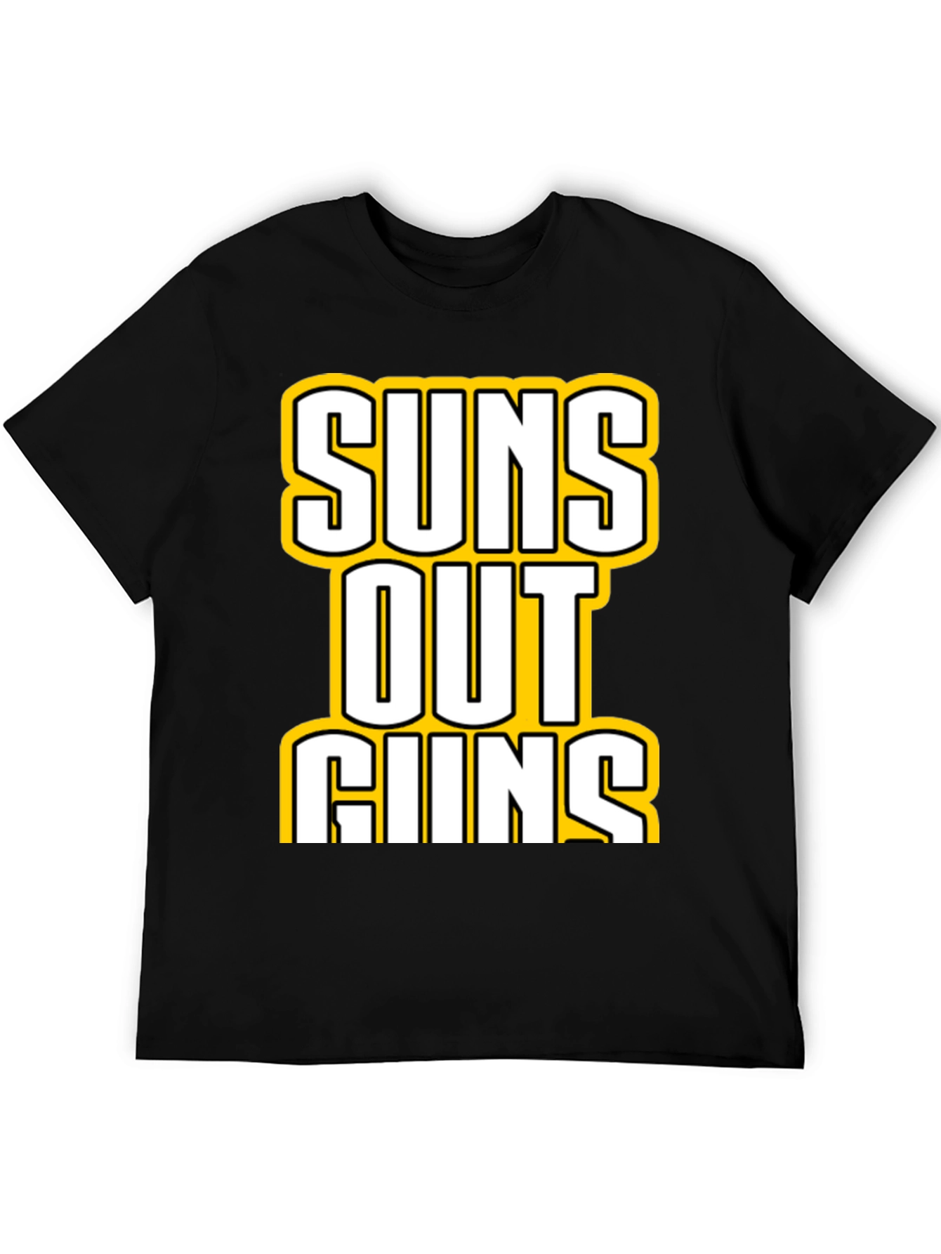 Camiseta Negra con Estampado Suns Out Guns
