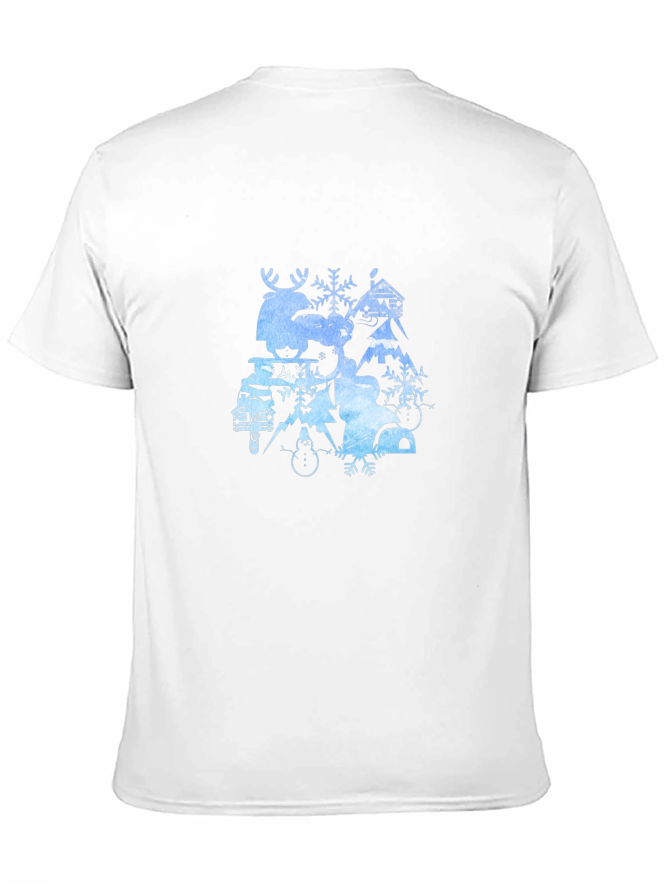Camiseta Negra con Diseño Invernal Azul