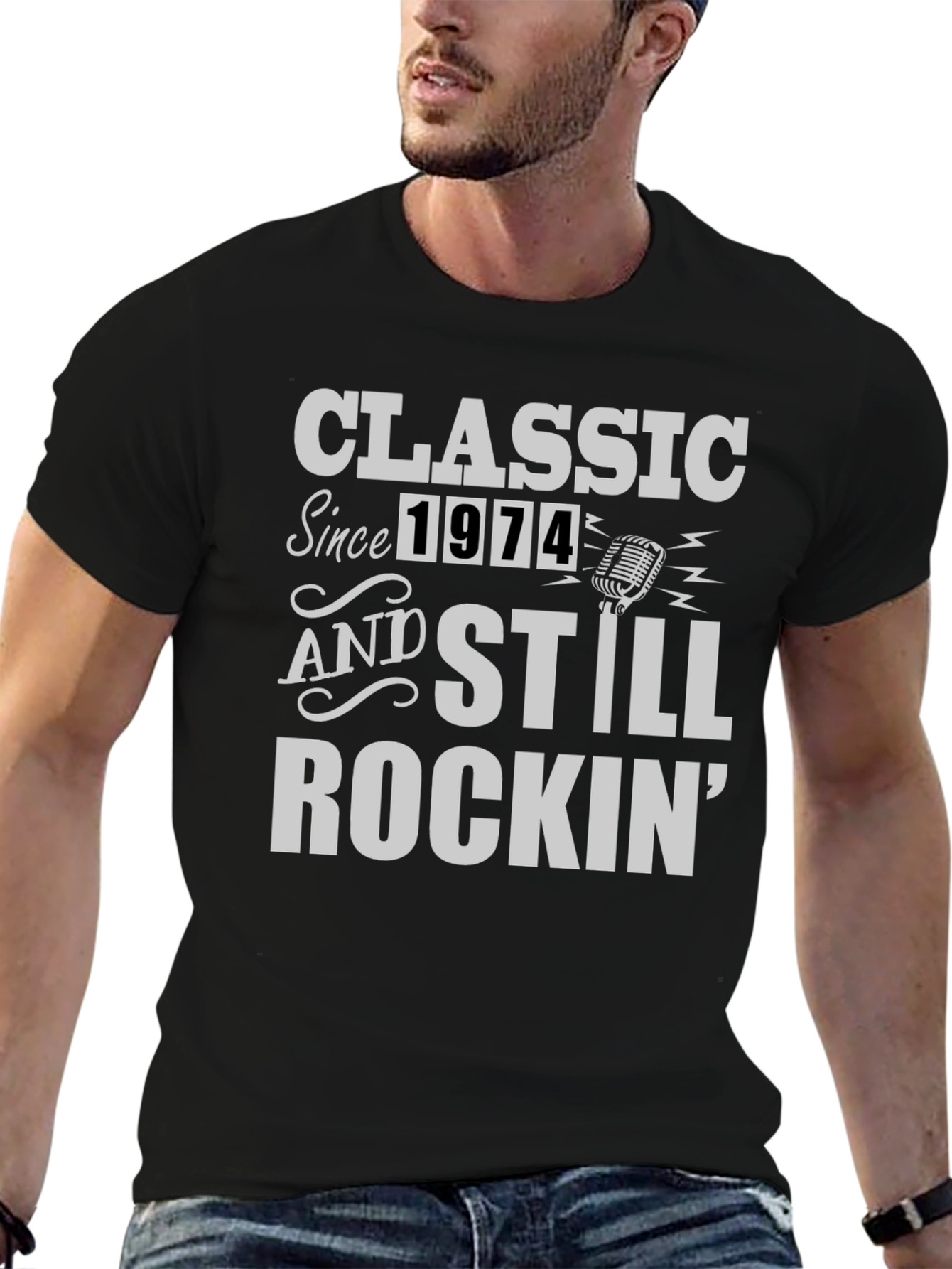 Camiseta Negra Clásica Desde 1974 Para Hombre