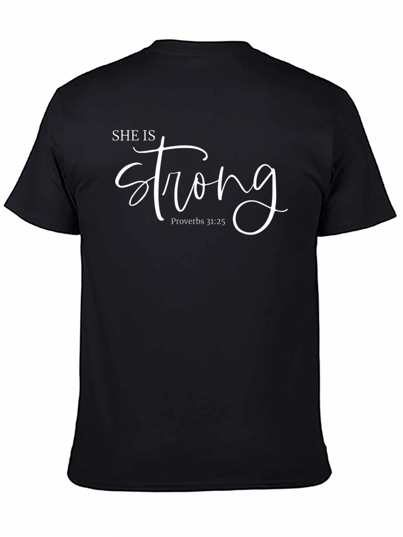 Camiseta Negra Ella Es Fuerte Cristiana