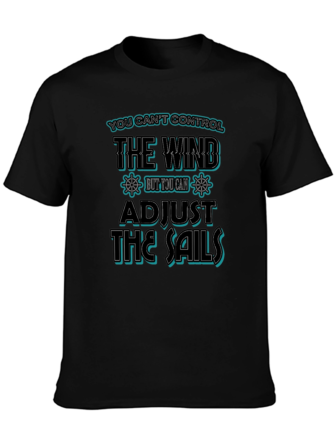 Camiseta Negra con Diseño Náutico Inspirador