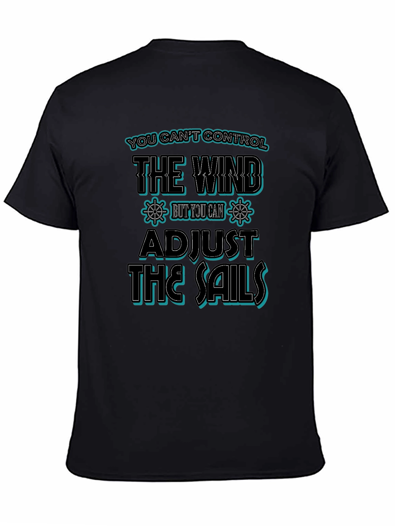 Camiseta Negra con Diseño Náutico Inspirador