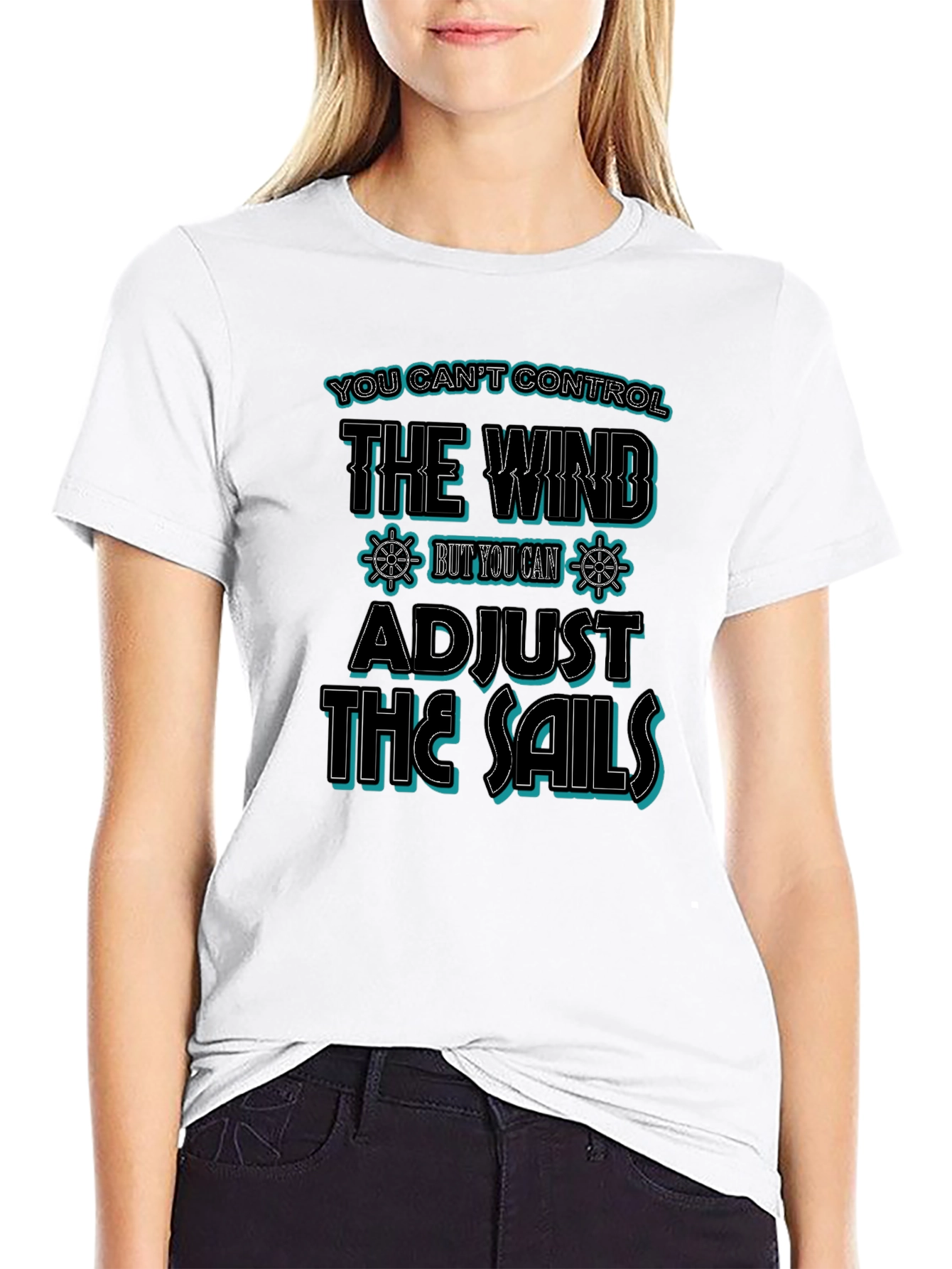 Camiseta Negra con Diseño Náutico Inspirador