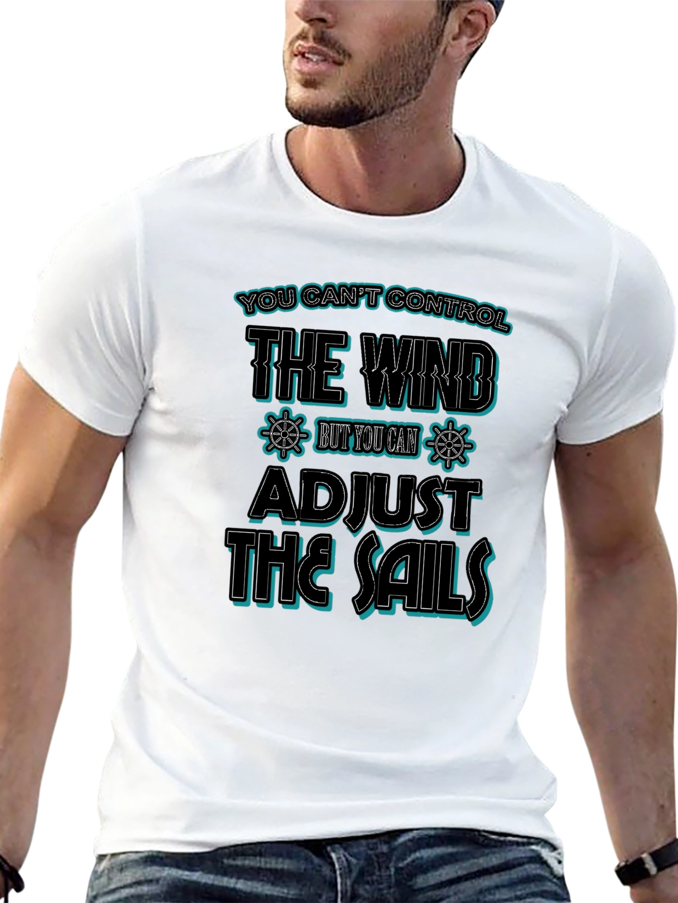 Camiseta Negra con Diseño Náutico Inspirador