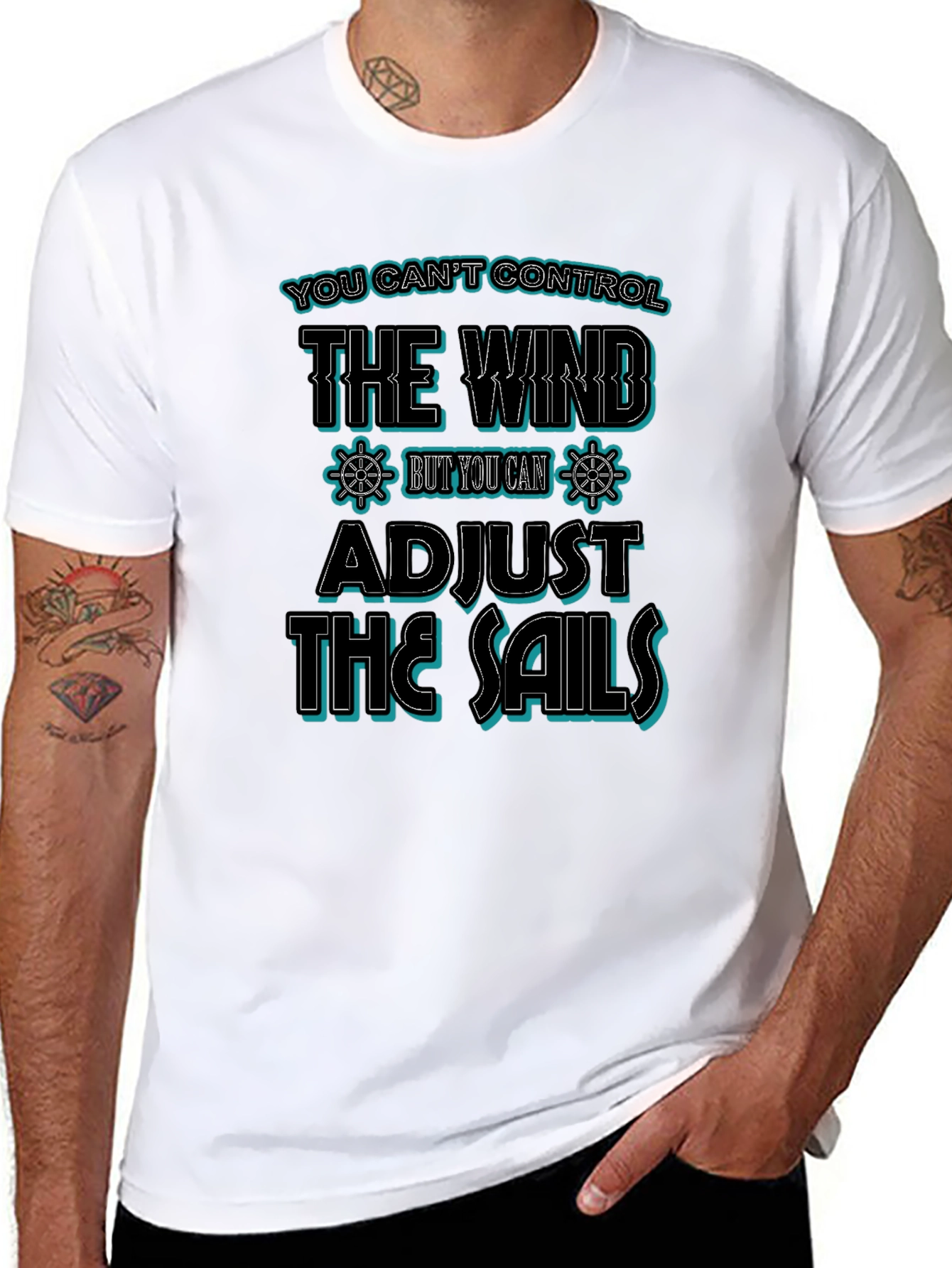 Camiseta Negra con Diseño Náutico Inspirador