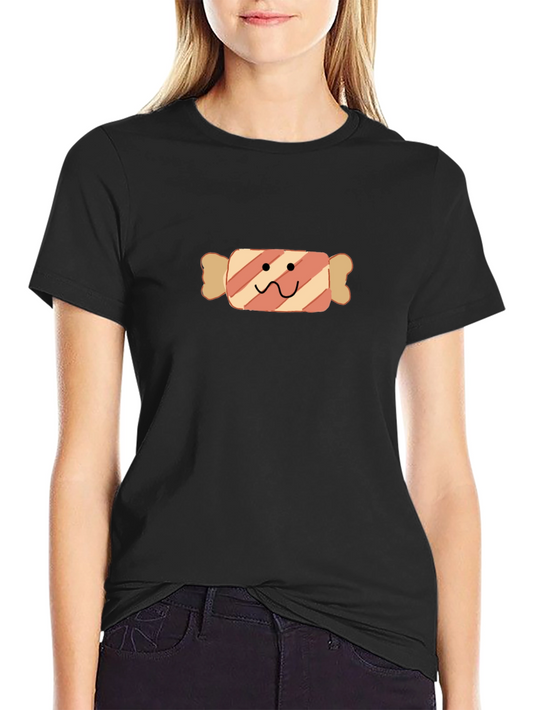 Camiseta Negra con Diseño de Caramelo Divertido