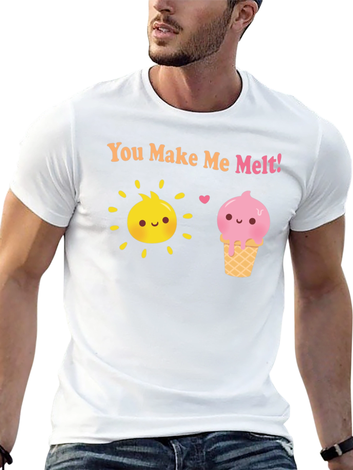Camiseta Negra con Sol y Helado Me derrites