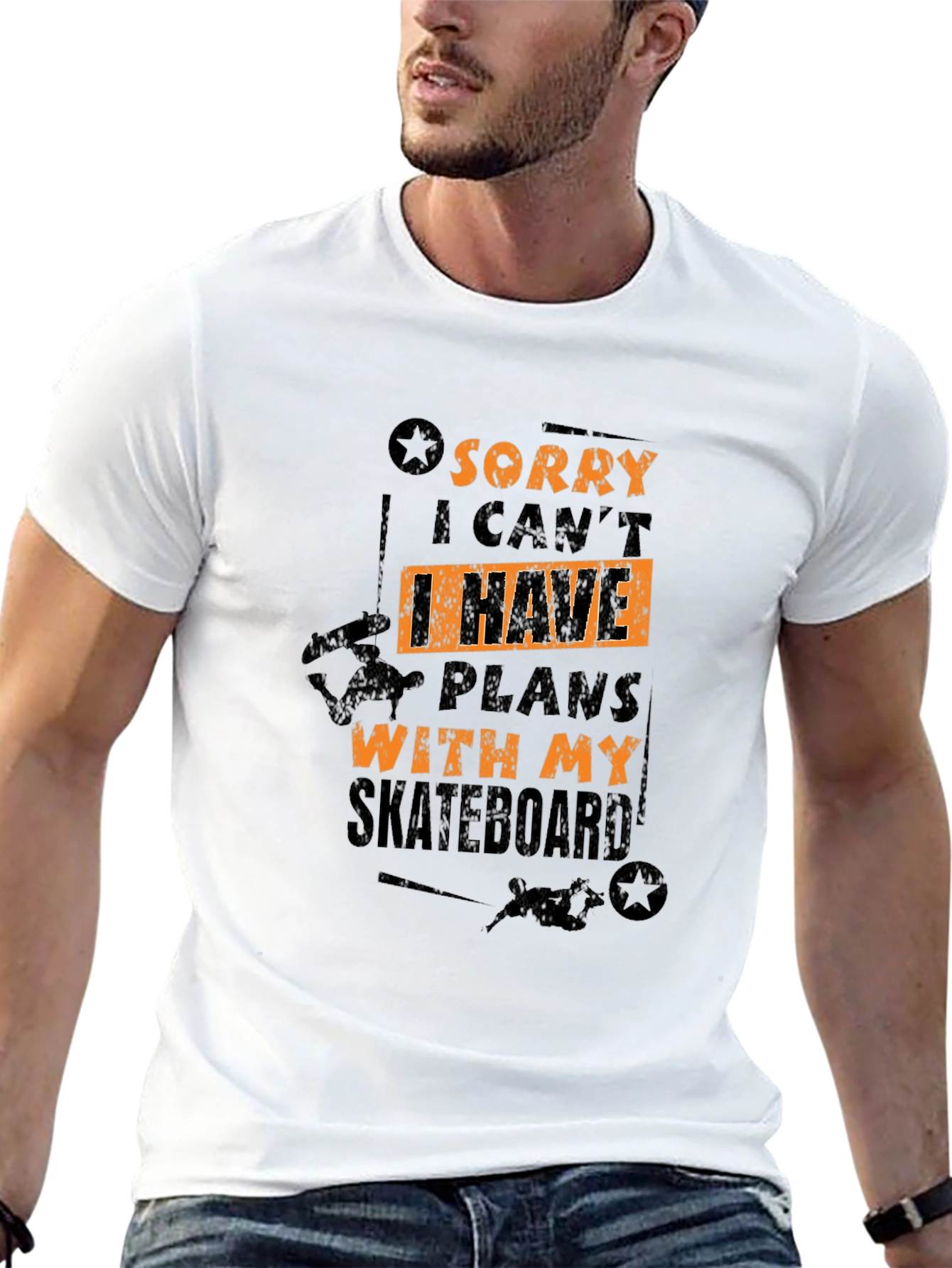 Camiseta Negra Skateboard Plans para Hombre