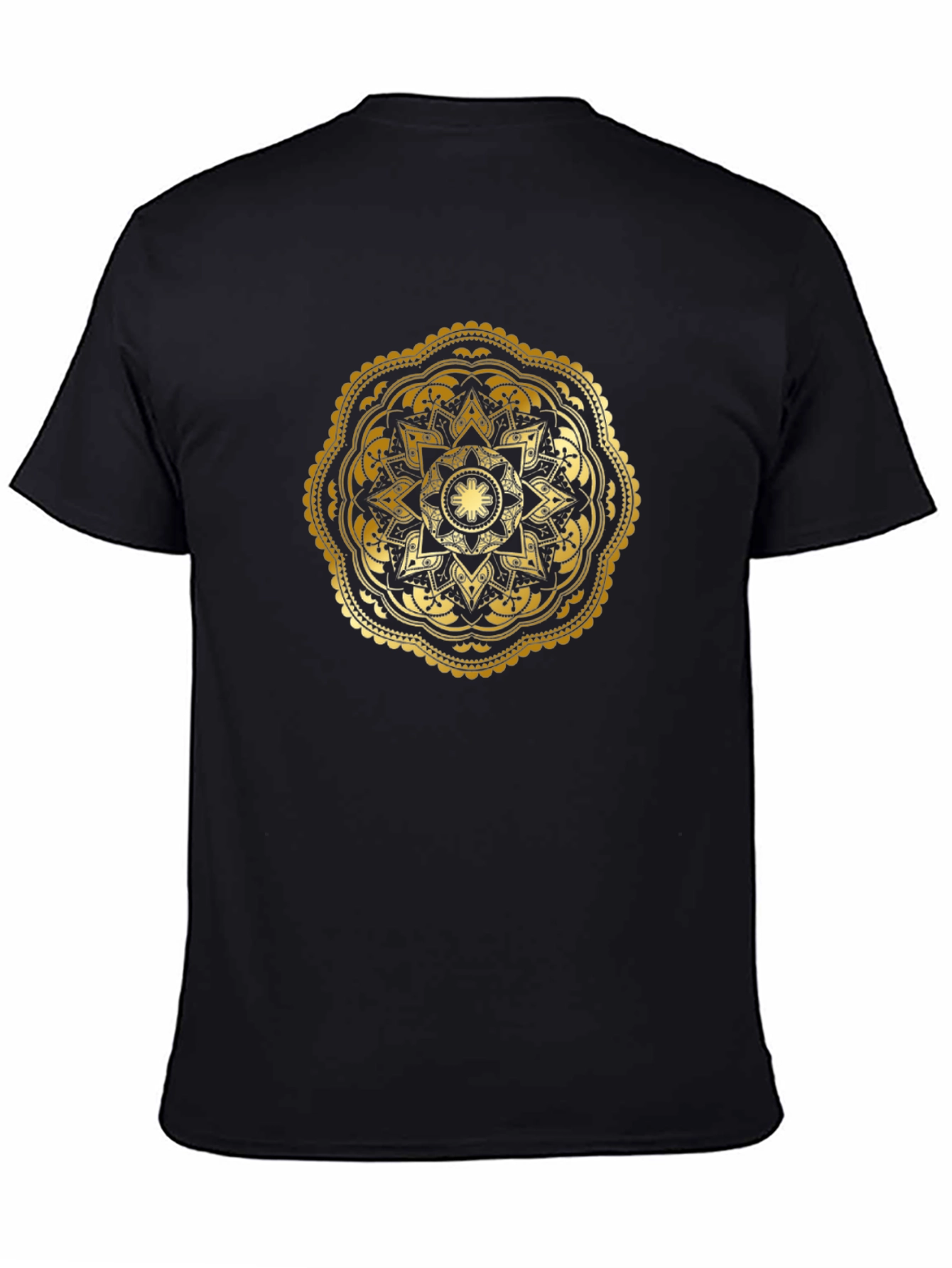 Camiseta Negra con Mandala Dorada - Estilo Único