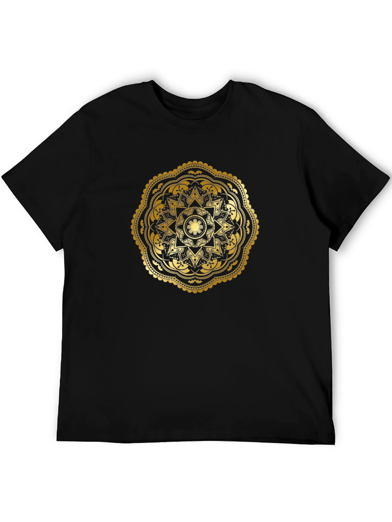 Camiseta Negra con Mandala Dorada - Estilo Único