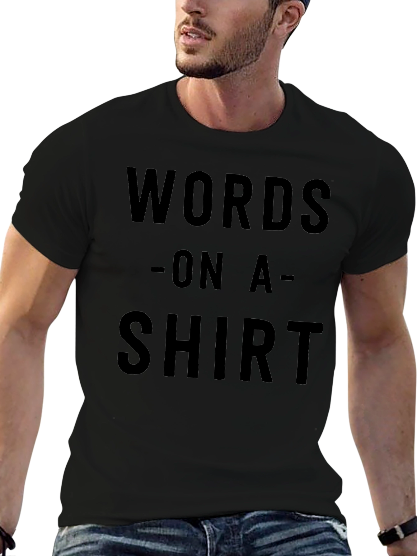Camiseta Negra con Letras: Words On A Shirt