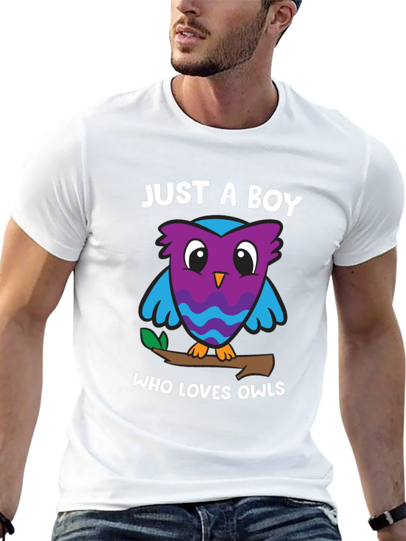 Camiseta Negra Solo un Chico que Ama los Búhos