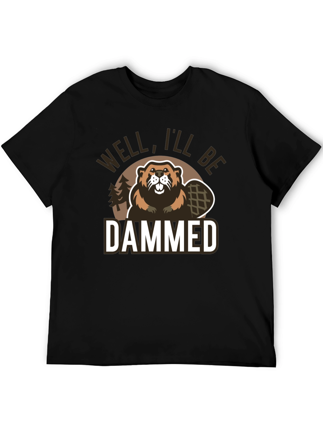 Camiseta Negra con Estampado Humorístico de Castor
