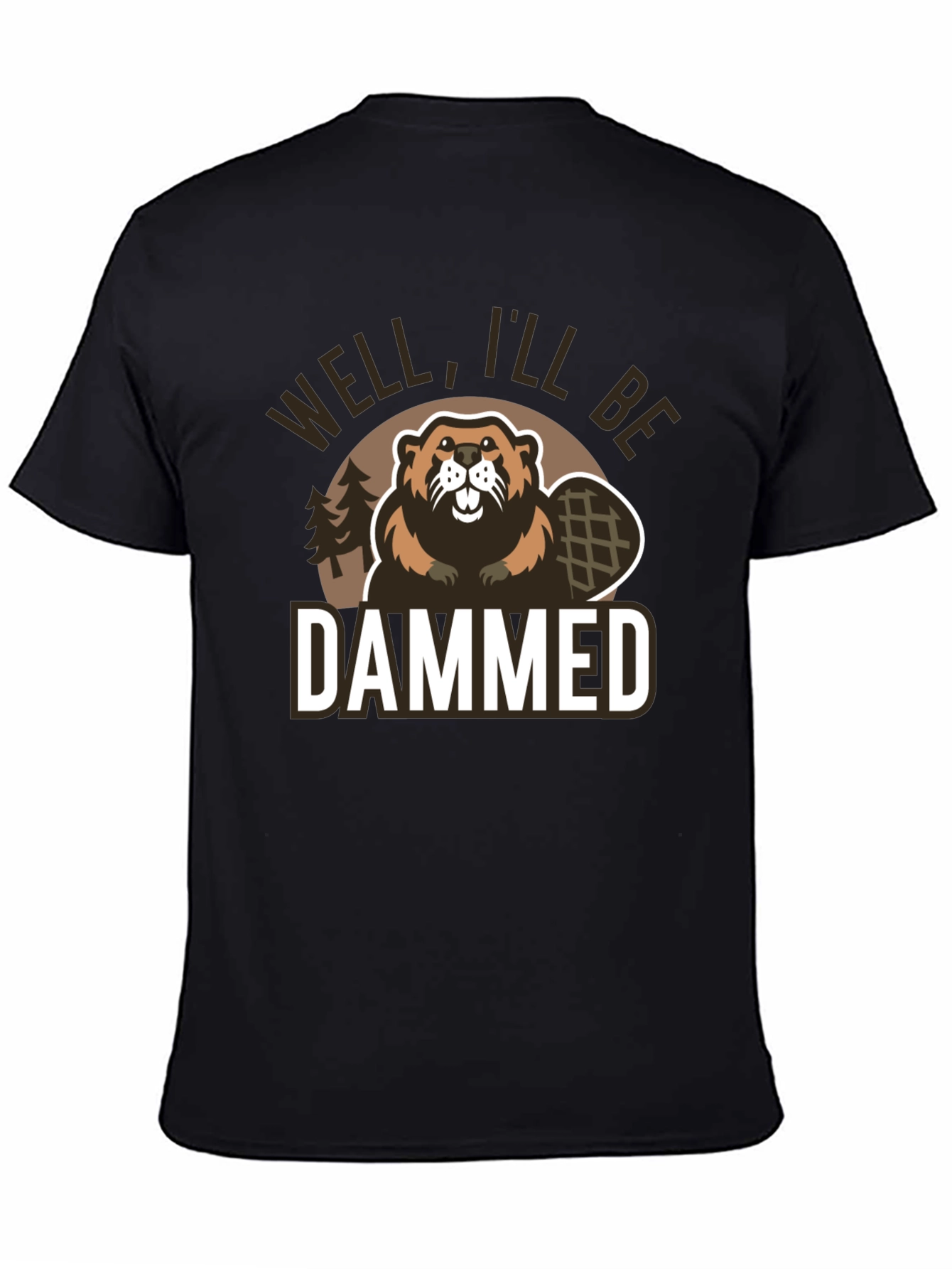 Camiseta Negra con Estampado Humorístico de Castor