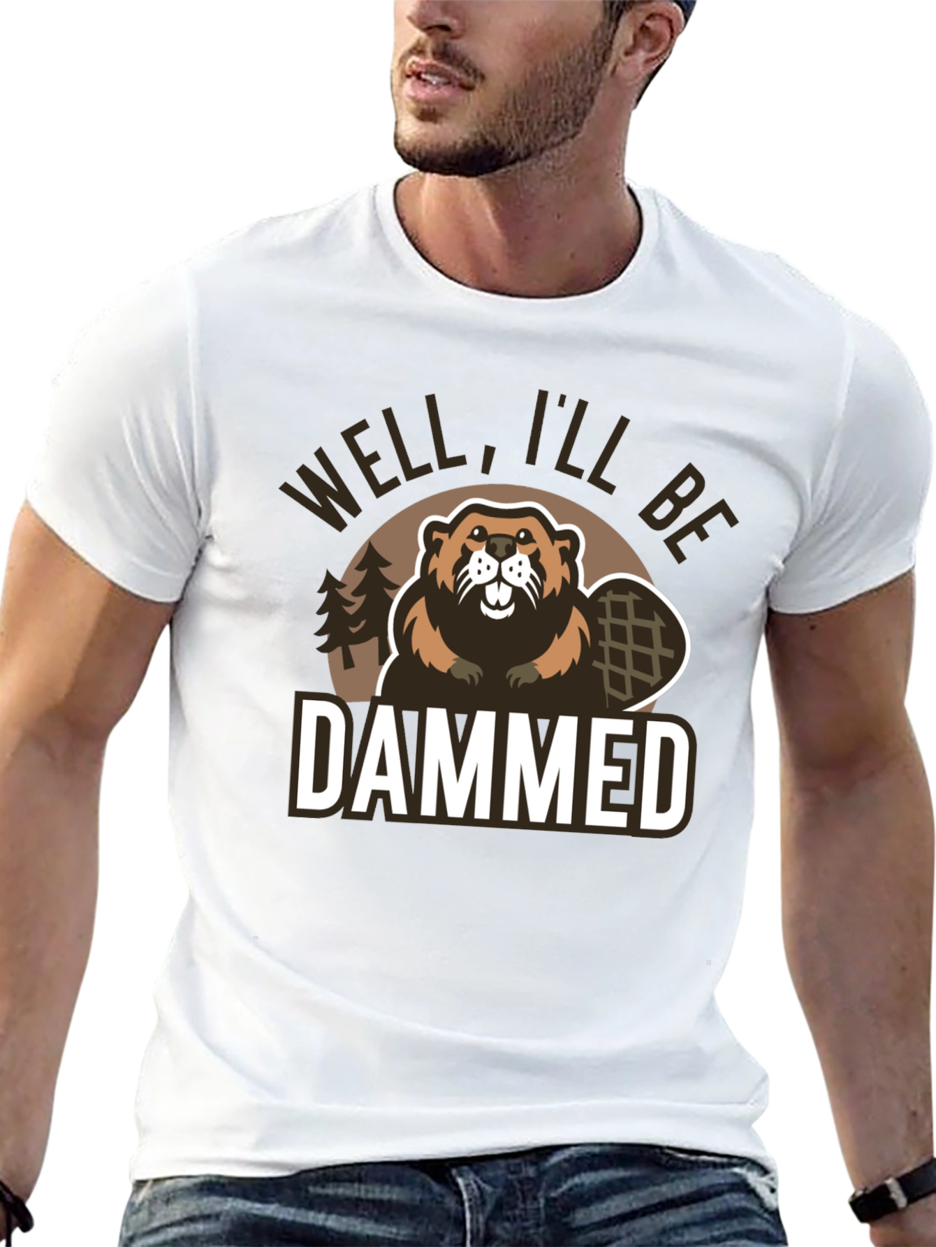 Camiseta Negra con Estampado Humorístico de Castor
