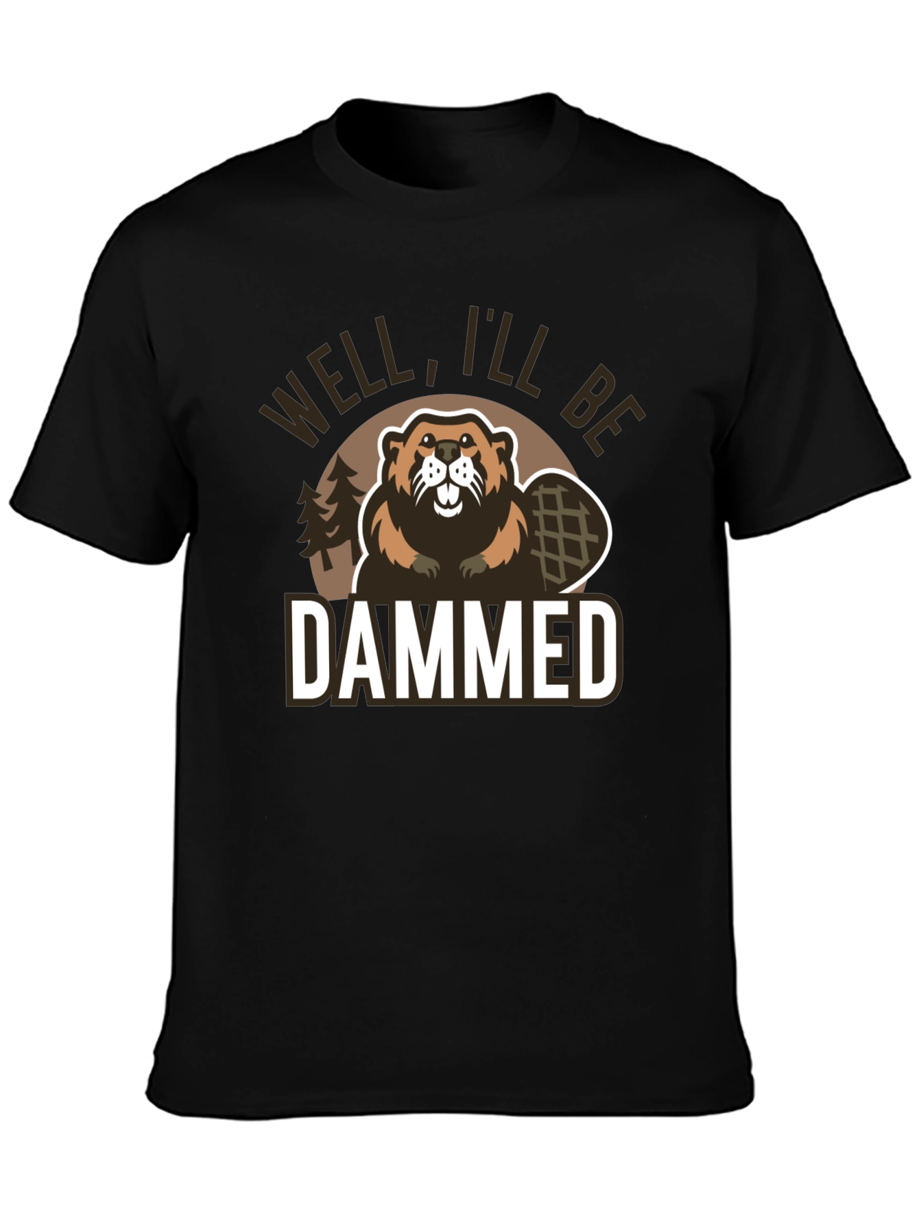 Camiseta Negra con Estampado Humorístico de Castor